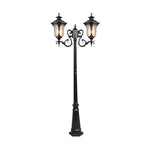 lampadaire extérieur or noir verre translucide vintage élégant détails sculptés deux lampes abat jours