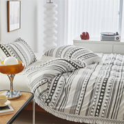 Housse de couette double athlon rayée avec glands, literie King Size 220x240, haut de gamme