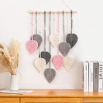 décoration murale macramé feuilles vertes tissage boho crochet artisanal chambre salon