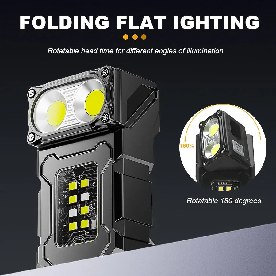 lampe torche rechargeable led noire aimantée rotative camping 10w intense modifiable moderne robuste