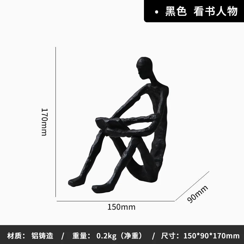 statuette moderne minimaliste or noir texture rugueuse stylisée acrobatie décoration pièce ornement figure