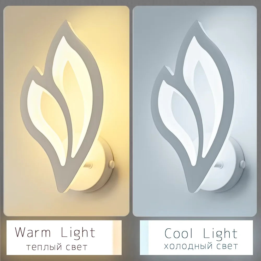 applique murale moderne led blanc feuille stylisée éclairage minimaliste chambre entrée cuisine salon