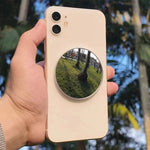 support téléphone bleu blanc noir aimant moderne pratique rond translucent