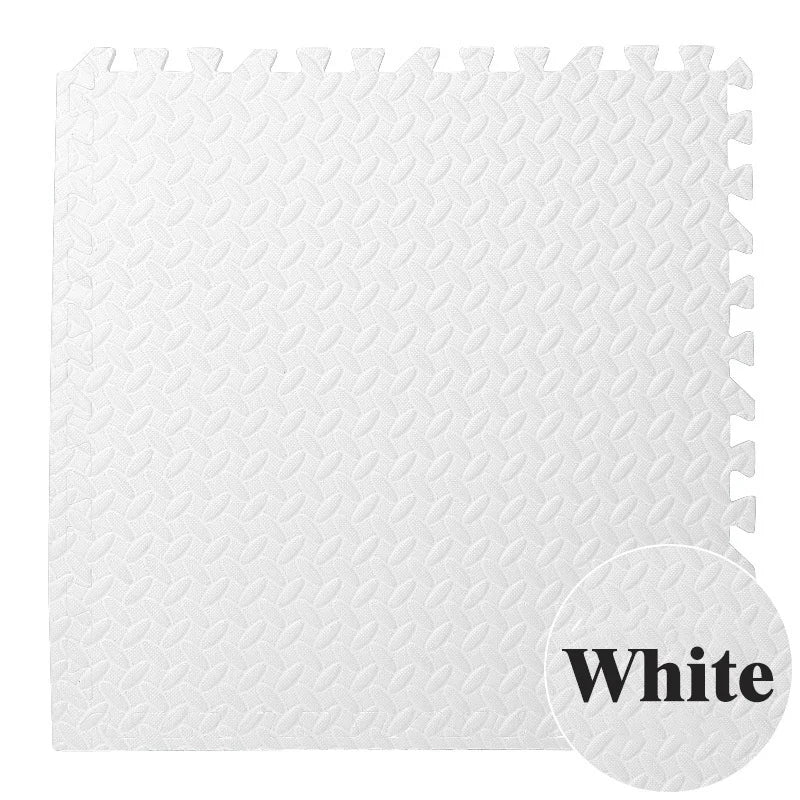 tapis sol mousse pvc gris blanc carreaux géométriques puzzle sport fitness yoga