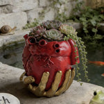 pot fleurs cœur anatomique rouge mains dorées plantes succulentes décoratives escargot poisson love speech