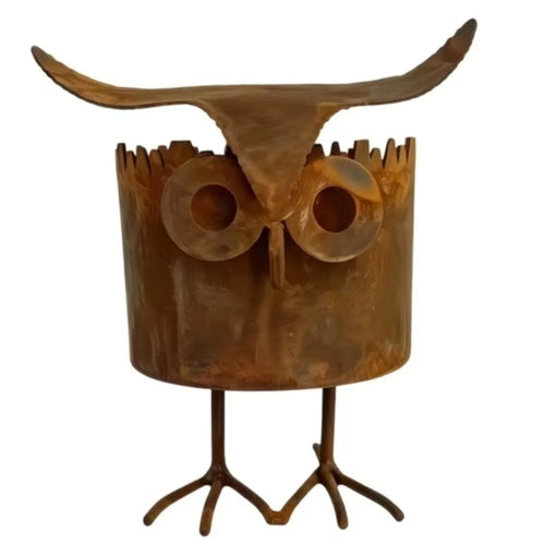 pot fleurs forme oiseau marron rustique texture metallique aspect vieilli moderne jardin balcon