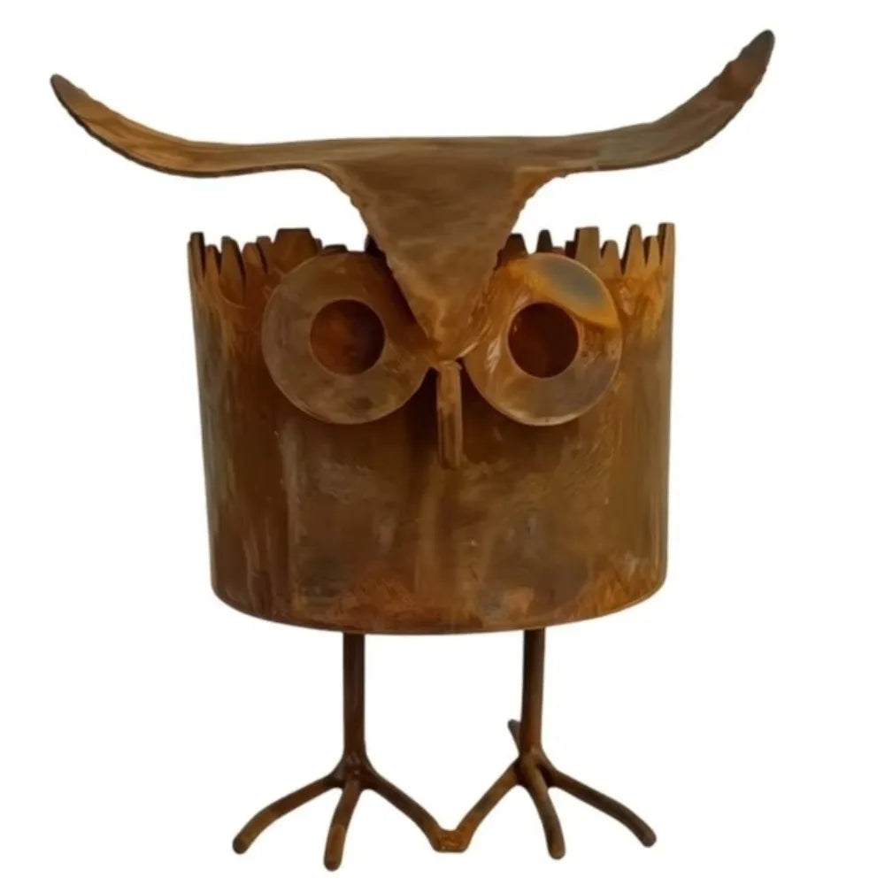 pot fleurs forme oiseau marron rustique texture metallique aspect vieilli moderne jardin balcon