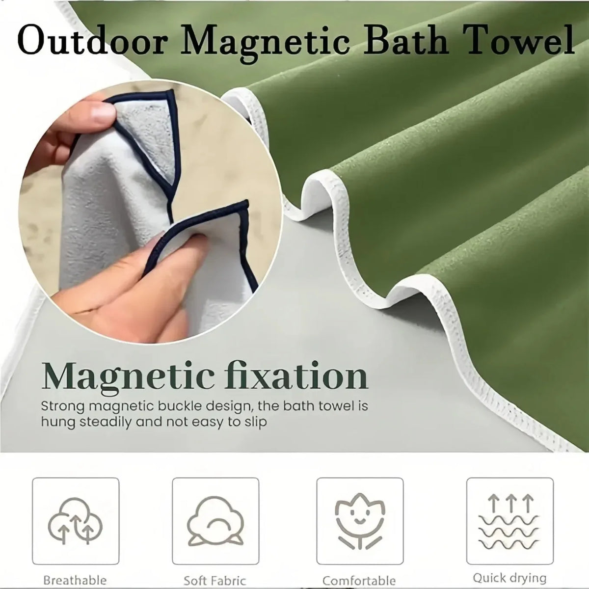 serviette plage microfibre séchage rapide aimants vert olive moderne camping piscine