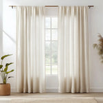 rideaux lin blanc cassé voile semi transparent boho tringle intégrée décoration intérieure neutre lumineuse