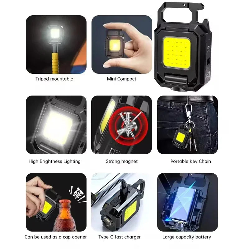 lampe torche rechargeable moderne compact noir bleu jaune texturée interrupteur tactile charge Type clips