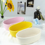 panier rangement tissu coton tressé moderne réutilisable pliable multicolore beige gris rose jaune