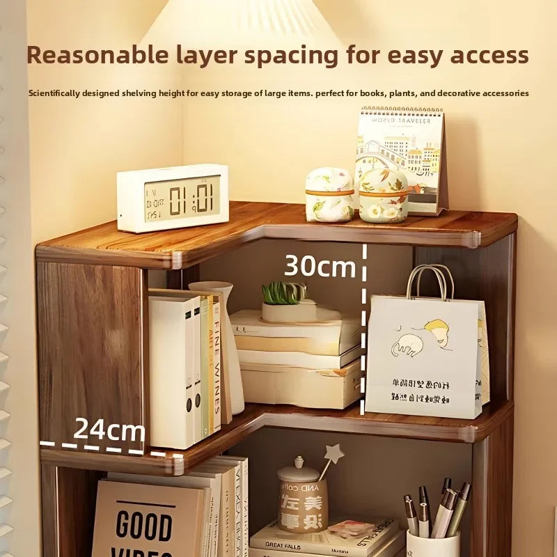 étagère d'angle bois chêne clair moderne adhésive multi fonction rangement livres objets décoration 150cm