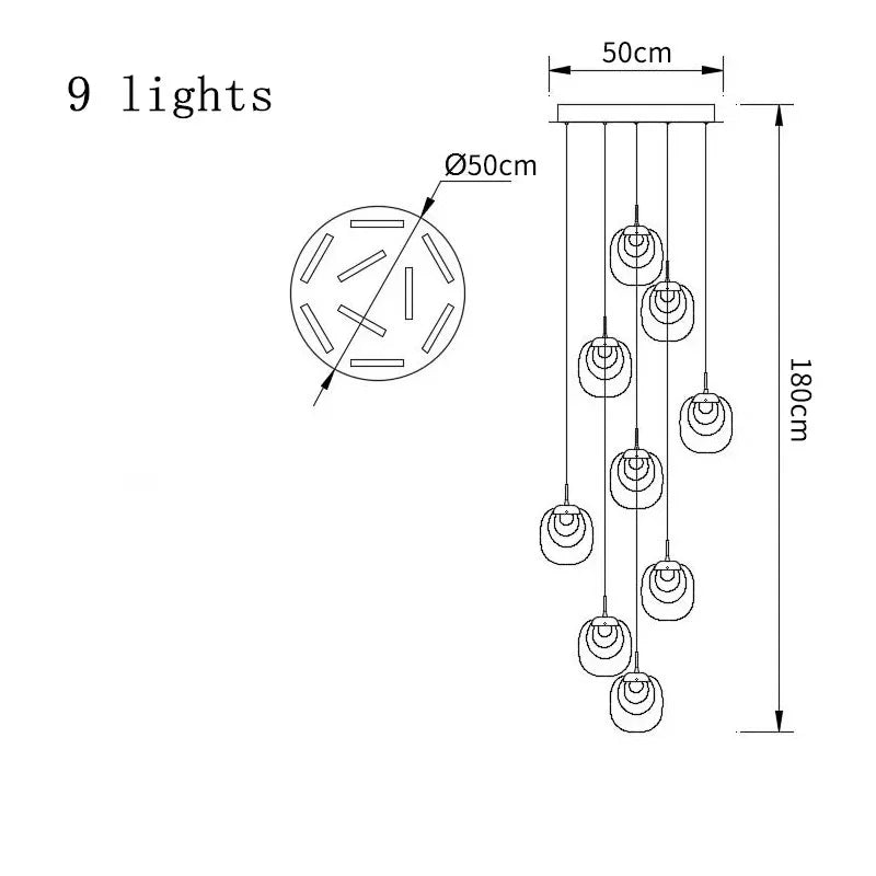 suspension lumineuse moderne transparent dorée fine élégante chaînes métalliques ampoules incluses