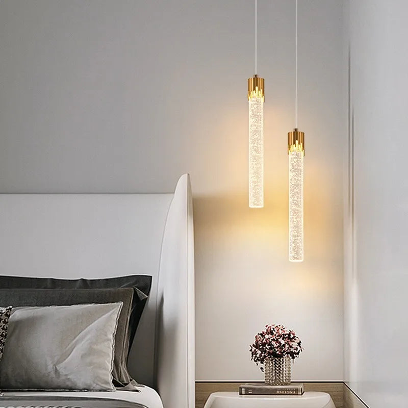 Suspension lumineuse moderne cristal bulle transparente dorée éclairage salle manger led 2000 82000 lumens