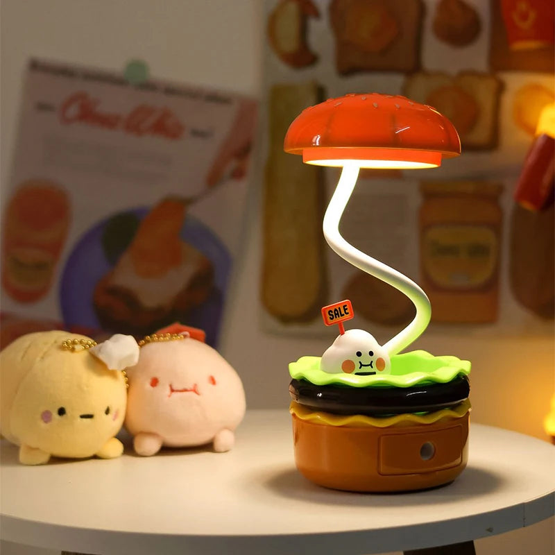 lampe créative forme hamburger led rechargeable orange vert noir blanc