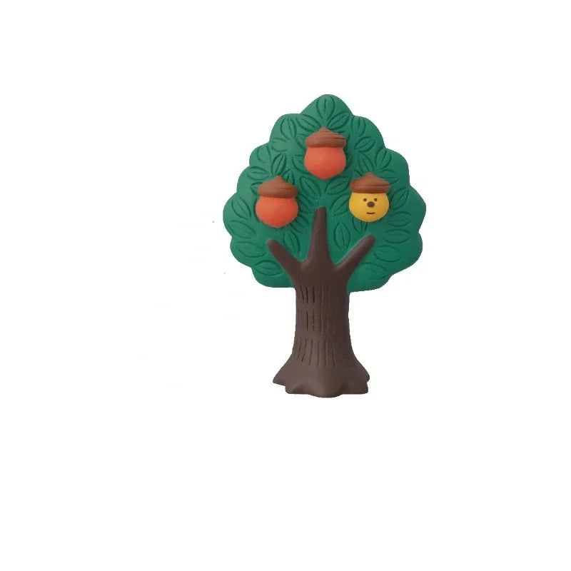 figurines animaux résine japonais vert marron orange blanc rouge gris personnages animaux arbres fruits