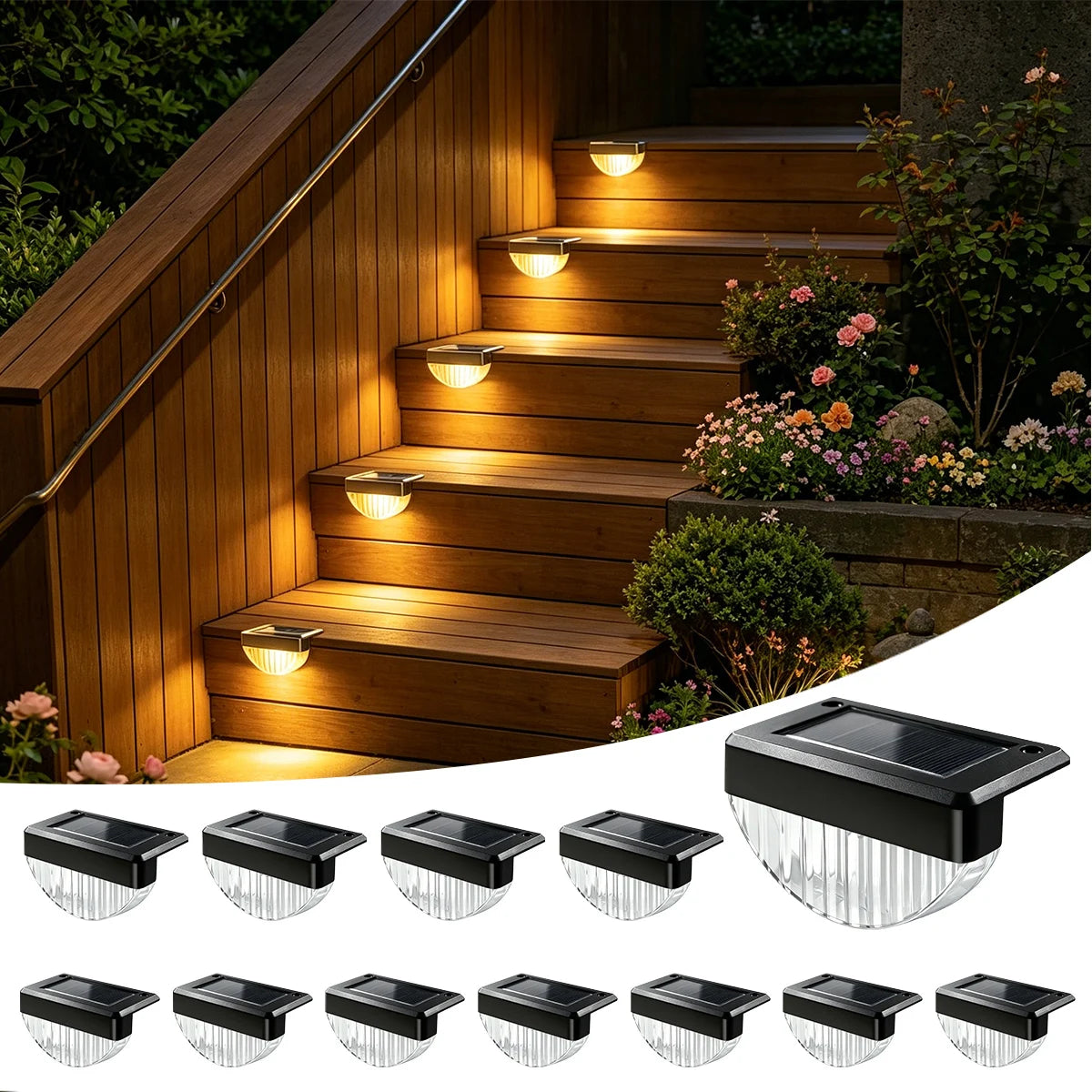 lampes solaires led étanches ip44 adhésives modernes extérieur 10 pièces noir réticulé autoallumage blanc