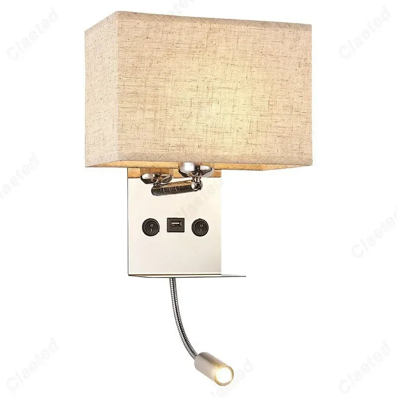 lampe murale moderne blanc marron tissé usb angle réglable chambre cuisine salle manger