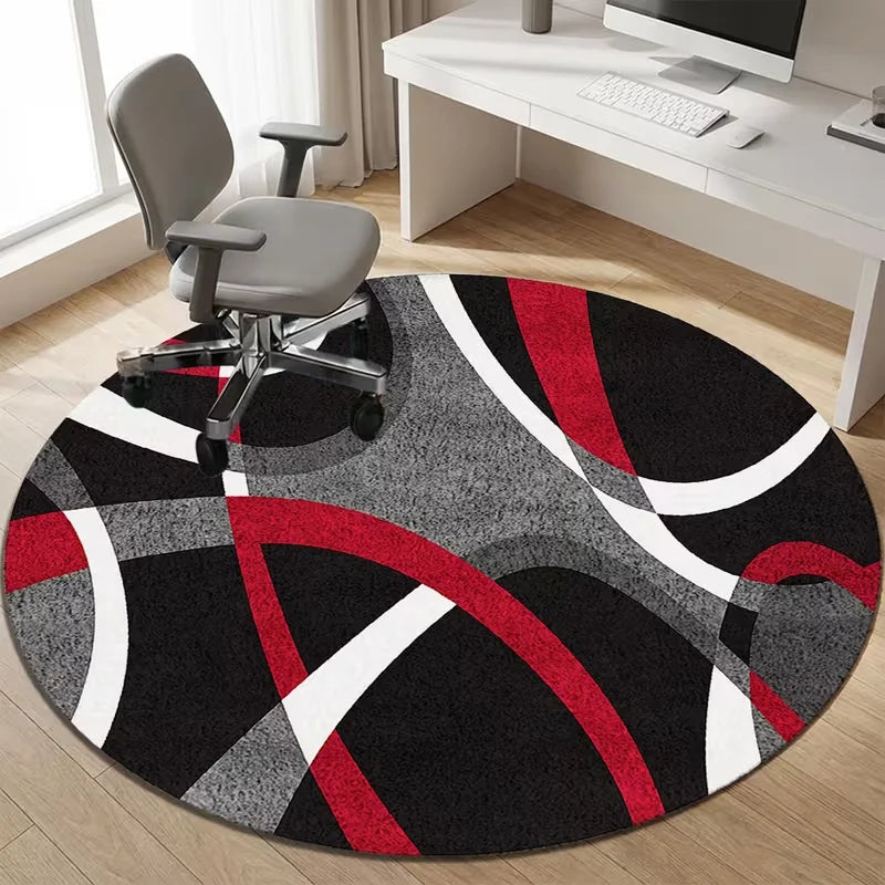 tapis rond moderne abstrait vert noir polypropylène polyester 80x80cm 120x120cm salon chambre decoration