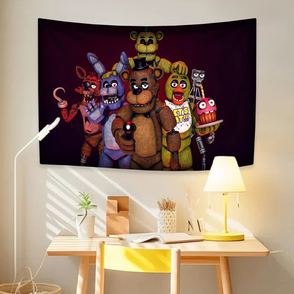 tapisserie murale décor chambre enfant personnages jeux vidéo dessin animé pop art textile moderne