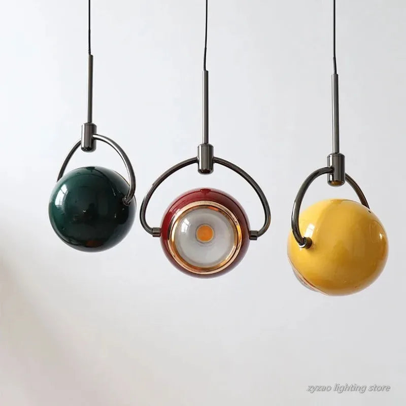 lumières suspendues modernes vert foncé rouge or blanc LED chambre salon étude