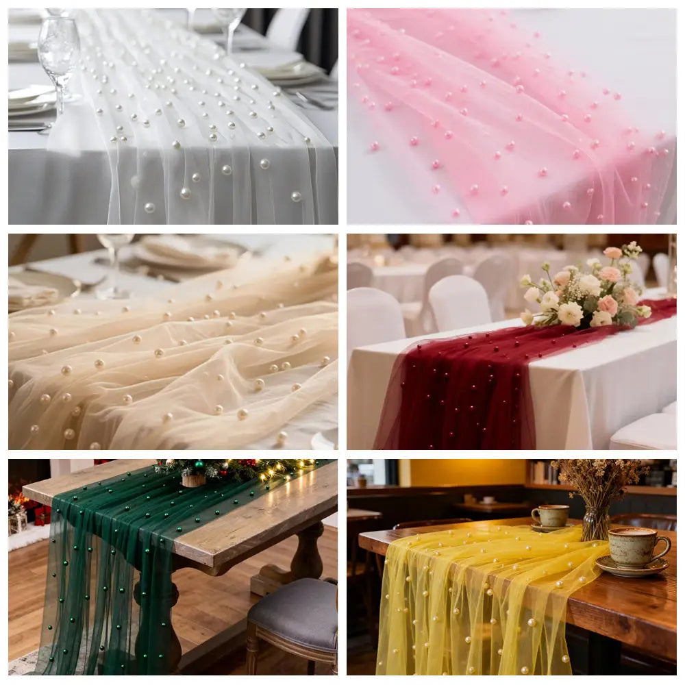 tulle blanc décoratif voile table transparent 3m 70cm polyester occasion cérémonie mariage