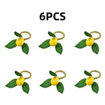 porte serviettes citron feuilles métal corde tressée bord festonné décoration table rustique 12cm haute
