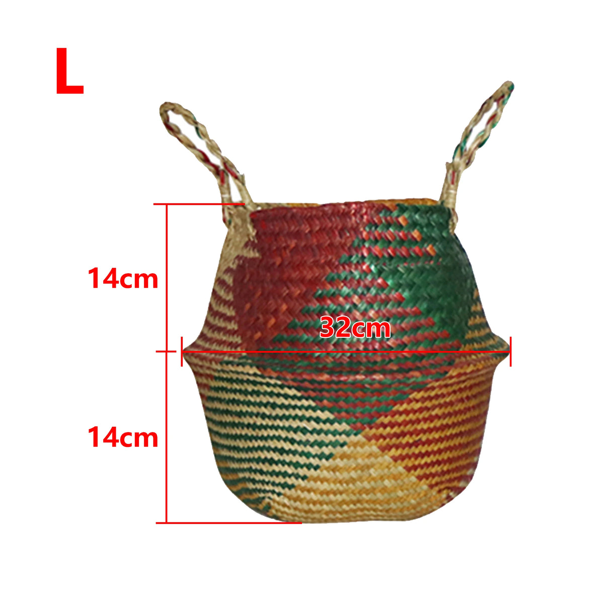 panier tissé fleurs naturel rouge vert orange motifs géométriques rustique.storage ecofriendly