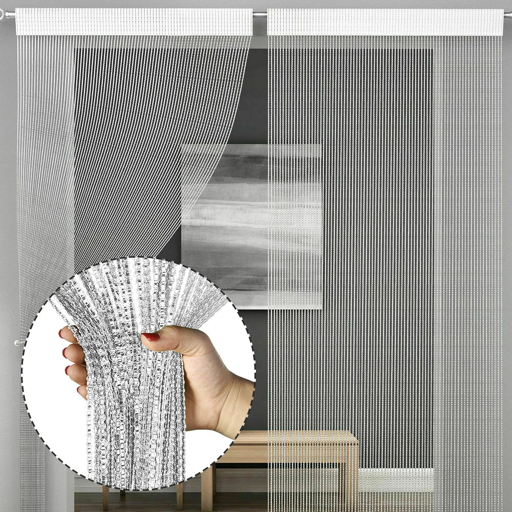 rideaux argentés franges brillantes modernes transparents salon chambre