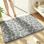 tapis bain microfibre texture cailloux gris moderne antidérapant absorbant salle bain decoration