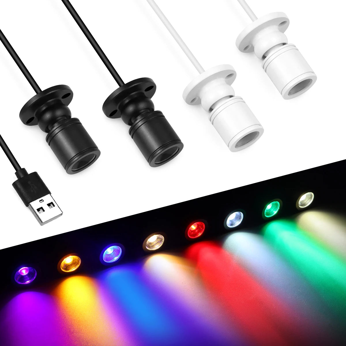 projecteur led couleur usb 5v blanc noir vert rouge bleu jaune violet transparent moderne