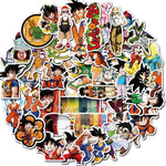 stickers dragon ball personnages occasion fete papier anime orange noir bleu blanc 100pcs