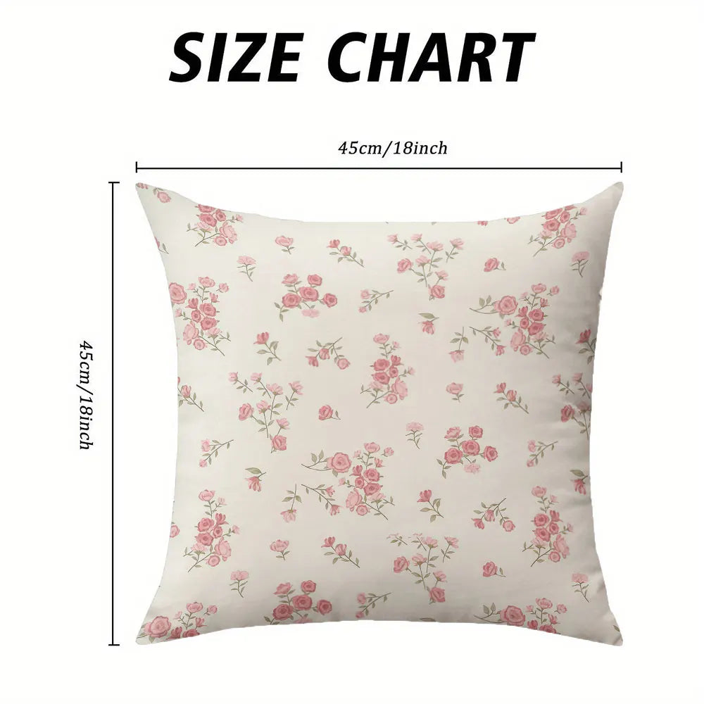 housse coussin carré fleurs roses vintage 45cm 45cm polyester opacité non toxique fixations