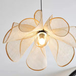 lampe suspendue tissu beige clair texture organique moderne câble noir suspension