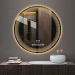 Miroir de salle de bain rond LED intelligent avec éclairage réglable en 3 couleurs
