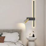 lampe murale led moderne fixée mur éclairage vertical minimaliste noir doré