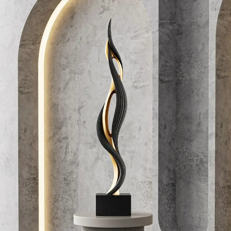 décoration moderne sculpture or noir abstraite contemporaine maison living room led éclairage