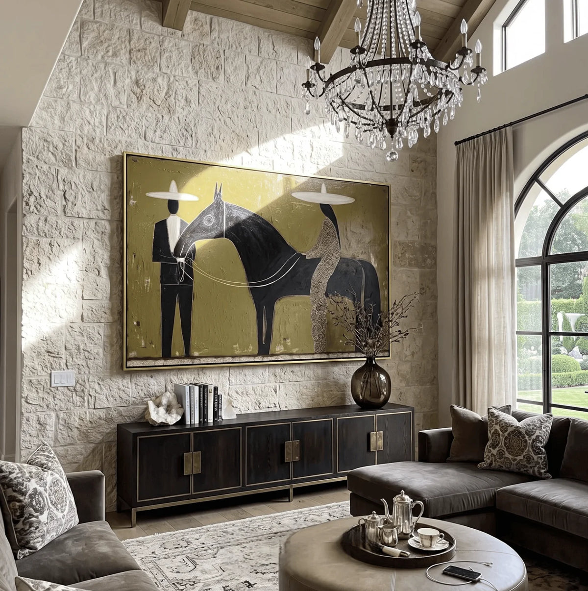 tableau abstrait moderne toile minimaliste noir beige rose pâle sans cadre impression toile rectangle