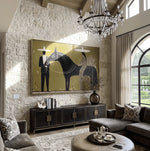 tableau abstrait moderne toile minimaliste noir beige rose pâle sans cadre impression toile rectangle