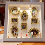 boîte silhouettes diy blanc doré cadres transparents figurines miniatures vintage artisanal