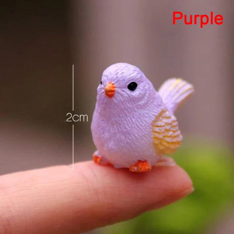 statue oiseau cartoon mignon résine peluche brillante couleurs variées blanc rose verte bleue jaune