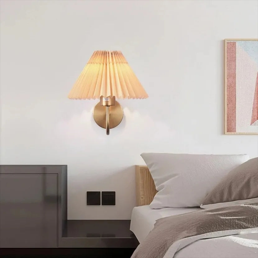 lampe murale moderne or plissée éclairage chambre coucher salon led fixée mur