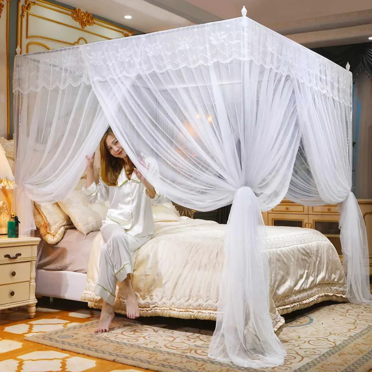 moustiquaire rideau lit anti moustique dentelle blanche transparente lit double voyage camping