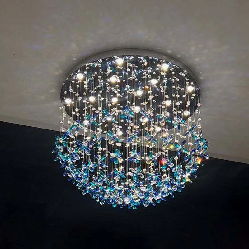 Suspension lumineuse moderne transparente fleurs papillon vert chambre salon restaurant