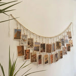cadre mural photos bois boho rustique clips beige blanc simple geometric