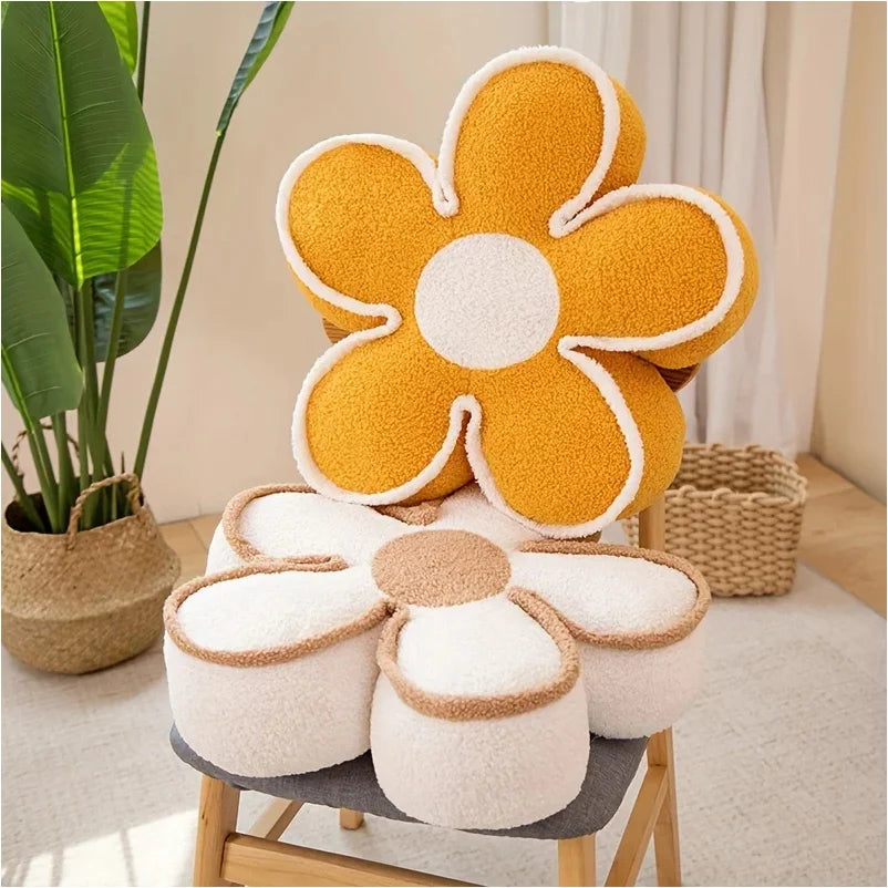 coussin sol fleurs orange rose beige blanc moderne confortable 50cm