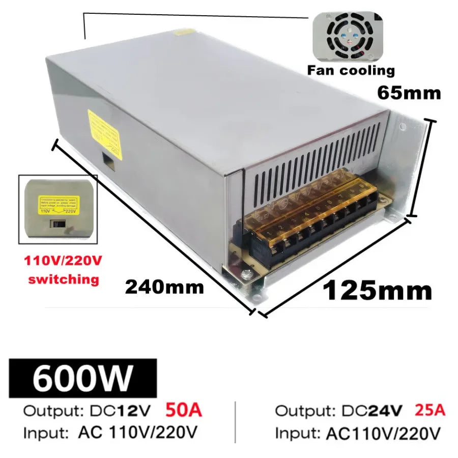 transformateur alimentation électrique ac vers dc bande led intérieur aluminium 12v 24v 48v