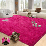 tapis rose vif moderne doux fourré salon chambre autocollants adhésifs large dimensionnels