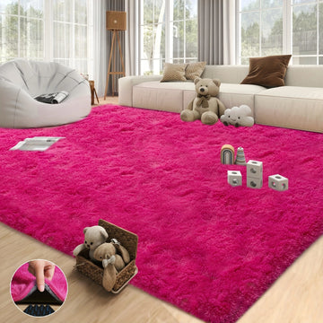 tapis rose vif moderne doux fourré salon chambre autocollants adhésifs large dimensionnels