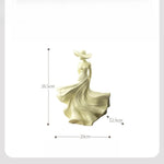 statue décorative femme robe rose élégante verte moderne sculpture résine
